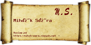 Mihók Sára névjegykártya